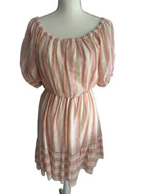 POOKIE & SEBASTIAN Striped Linen Blend Dress Size L